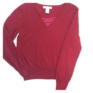 Rena Rowen knitted top with lace over v-neck